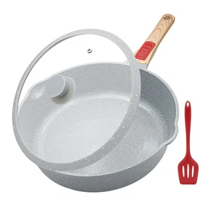 Nonstick Ceramic Frying Pan with Lid, 11 inch Non Stick Deep Frying Pan Skill... - Picture 1 of 7