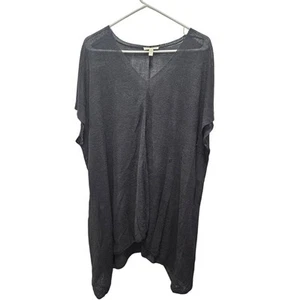 Eileen Fisher Linen Blend Black Ponco Light Weave Beach Coverup Size OS One Size - Picture 1 of 8