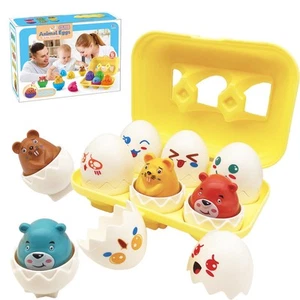 Matching Egg Toy Set - 6 Play Eggs Toddler Toys - Educational Color and Anima... - Picture 1 of 7
