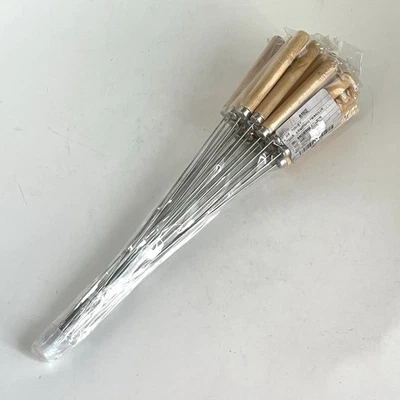 25 BBQ Shish Kabob Skewer Set Grill Metal With Wood Handle 13 Inch - Image 1 of 4