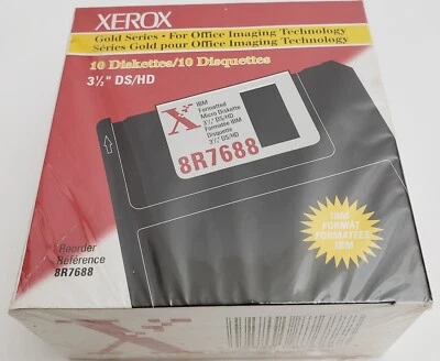 Vintage Xerox Diskettes 10-3 1/2" DS/HD Gold Series IBM Formatted 8R7688 1.44MB - Image 1 of 4