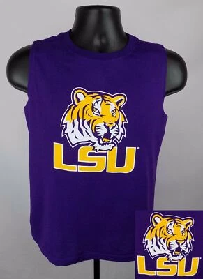 LSU Tigers Shirt Boy's XL (16 - 18) Purple Sleeveless Shirt New - Image 1 of 4