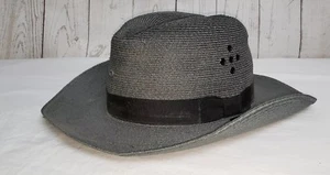 Gray Stratton Sheriff Style Straw  Western Cowboy Police Hat Size 7 - Picture 1 of 10