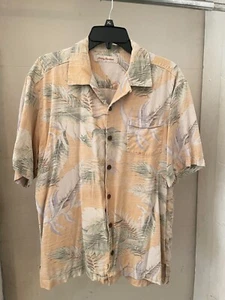 FLAWLESS TOMMY BAHAMA 100% SILK Mens large (L) short sleeve button down shirt - Picture 1 of 5