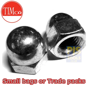 Dome nuts BZP bright zinc plated metric zp bags or boxes - Picture 1 of 1