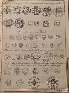 MONETE ANTICHE GRAN MOGOL PAGODES acquaforte 1752  PREVOST BELLIN - Imagen 1 de 1