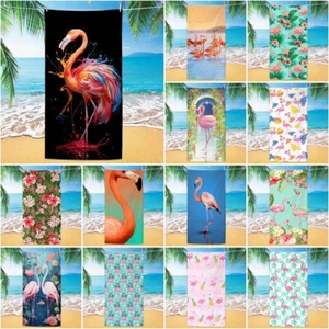 Large Flamingo Prints Soft Portable Beach Towel Cover Summer Beach Towels Gift - Picture 1 of 20