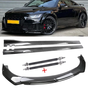 Front Lip Chin Bumper Spoiler Side Skirt Carbon Fiber For Audi TTS Quattro Coupe - Picture 1 of 19