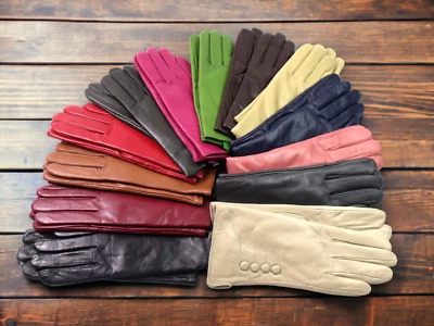Womens Premium Quality Genuine Soft Leather Gloves Lined Driving Warm - Image 1 of 4