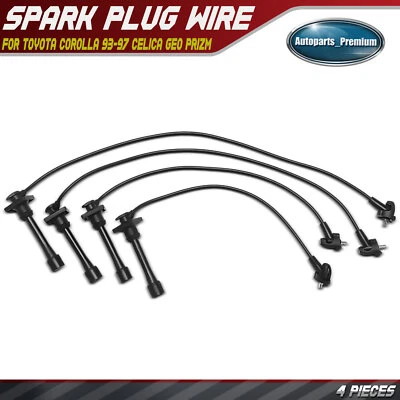 4Pcs Spark Plug Wire Set for Toyota Corolla 1993-1997 Celica 1994-1997 Geo Prizm - Image 1 of 4