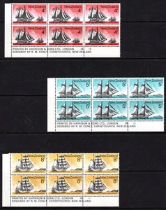 New Zealand 1975 Historic Sailing Ships Plate 1B Blocks set MNH - Picture 1 of 2
