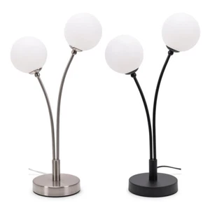 2 Arm Table Lamp Light Opaque Globe Shades Living Room Bedroom Light LED Bulbs - Picture 1 of 24