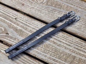 Devoucoux Black Leather English Dressage Cheekpieces - Size LARGE - New - Picture 1 of 6