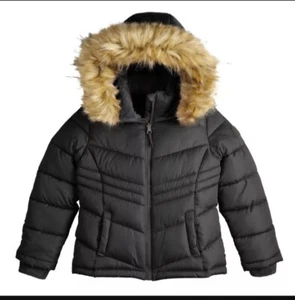 SO Girls Faux Fur Trim Hood Puffer Jacket Color Black, Girl's Sizes 4 - 18. NWT - Picture 1 of 4