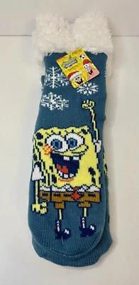 Women's SpongeBob Squarepants Christmas Slipper Socks Shoe Size 4-10 Nickelodeon - Image 1 of 3