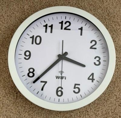 Reloj de Pared WiFi Moderno Analógico 12" BLANCO Inalámbrico Silencioso/Funciona con Pilas Foto 1 de 4