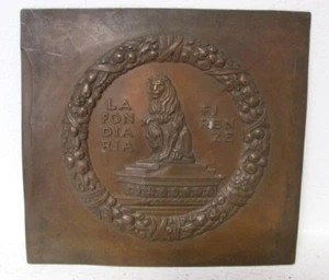 Nummernschild Basrelief Fondiaria Florenz Edelstahlbearbeitung !! Stil Liberty - Picture 1 of 2