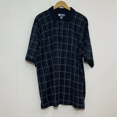 Camisa polo de golf Jos A Bank Leadbetter para hombre XL negra a cuadros logotipo de algodón Foto 1 de 4
