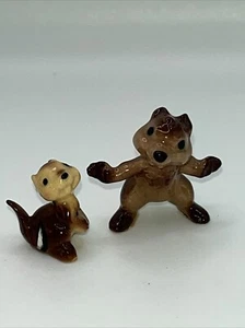 Vintage Hagen Renaker Miniatur Streifenhörnchen Baby Welpe und Mutter Figuren Porzellan - Bild 1 von 8