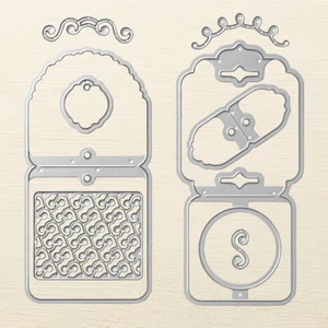 ¡Stampin Up!~~~THINLITS~ ETIQUETAS ALEGRES~~NIP~~RETIRADO~ETIQUETAS/TARJETAS DE BOTELLA DE VINO - Imagen 1 de 1