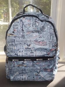 LeSportsac Backpack Nylon Bag Laptop Holder Gym Travel CITY DAYS New York NWT