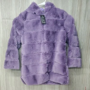 LANSHIFEI Women Luxury Winter Warm Fluffy Faux Fur Short Coat Purple Size XXXL - Picture 1 of 8