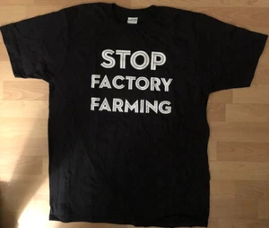 Medium Stop Factory Farming Vegan Vegetarian Animal Rights Climate Change Shirt - Picture 1 of 3