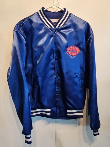 Vintage Washington Bullets Wizards NBA Basketball Satin Snap Jacket Mens Large Cover