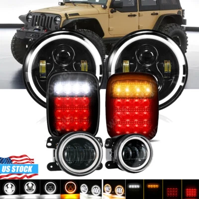 Faros LED y luces traseras LED y antiniebla para Jeep Wrangler TJ CJ5 CJ7 7" Foto 1 de 4