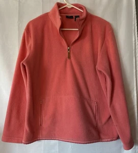 Felpa donna New York & Co rosa corallo pile 1/4 zip tasche zip taglia M - Foto 1 di 5