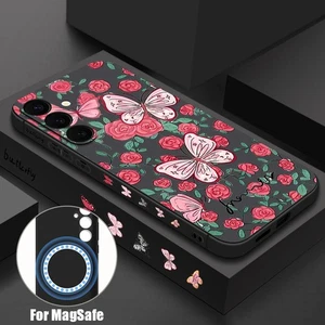 Magsafe-Hülle für Samsung S25 S24 S23 Ultra A56 A16 A55 Butterfly Silikonhülle - Picture 1 of 14