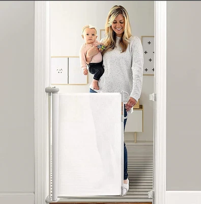 MOMCOZY RETRACTABLE BABY GATE, 33" TALL, EXTENDS UP TO 55" WIDE - White - Image 1 of 4