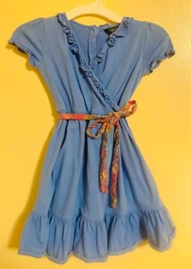 Girls Size 4T Vintage 1990’s Ralph Lauren Chaps Blue Dress - Excellent - Picture 1 of 1