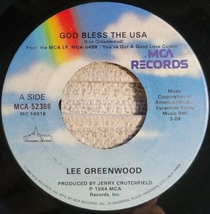 Lee Greenwood "God Bless The USA / This Old Bed" weak VG+ - Picture 1 of 3