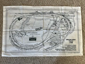 Brooklands Race Track c1938 Souvenir Towel Weybridge in Surrey England NICE! - Picture 1 of 4