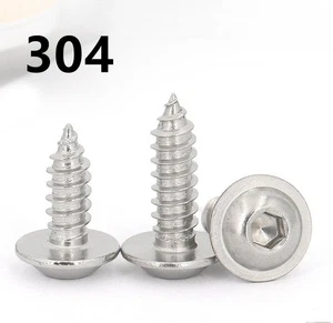 304 Stainless Steel Button Head Hex Socket Flanged Washer Self Tapping Screw - Picture 1 of 7