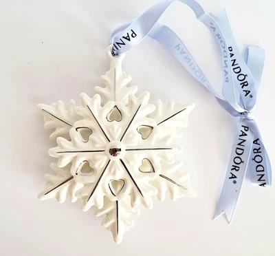 Genuine Pandora 2015 Limited Edition Porcelain Snowflake Ornament Retired  - Image 1 of 4