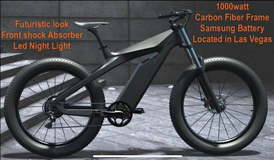 AB ELITE 26" TRUE 1000W Electric E Bike Fat Tire CARBON FIBER Bicycle Li-Battery SAMSUNG