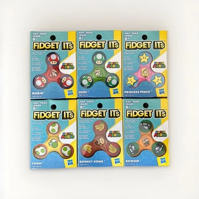 NEW Hasbro Nintendo Super Mario Fidget Spinner Lot 6 Figures  - Image 1 of 4