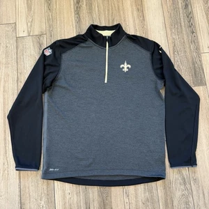 New Orleans Saints Black NFL On Field Nike Dri-FIT 1/4 Zip Pullover Jacket L - Picture 1 of 7
