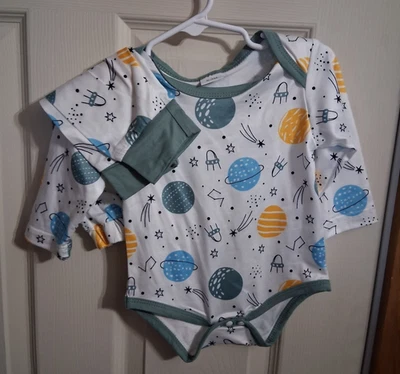 Infantil 3-6 Meses ESPACIO EXTERIOR Manga Larga BLANCO BODY SUIT con PANTALONES Foto 1 de 2