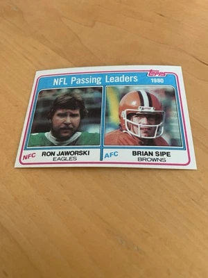 1981 Topps #1 1980 Passing Leaders (Ron Jaworski / Brian Sipe) LL Card - Image 1 of 2