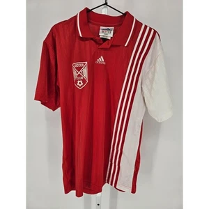 Vintage 80er Adidas Herren Gr. M Fußball Trikot rot Satin Kragen Hilton - Bild 1 von 5