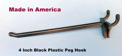 PROCRAFT (20 PACK) 4 Inch Black Plastic Peg Hooks For 1/8" to 1/4" Pegboard (Made in USA)