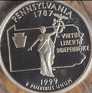 1999 S Silver Pennsylvania Proof Quarter PCGS PR69DCAM #3859 - Picture 1 of 12