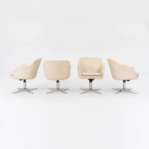 2009 Nicos Zographos Alpha Bucket Dining Arm Chairs Leather & Stainless 4x Avail - Picture 1 of 11