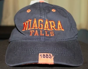 🌊 Cappellino a sfera Cascate del Niagara - Denim blu con ricamo arancione e cinturino fibbia - Nuovo con etichette - Foto 1 di 6