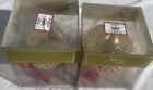 Set Of 2 Debi Lilly Talia 4? Large Gold Ornaments With Red Ribbon Hangers Boxed