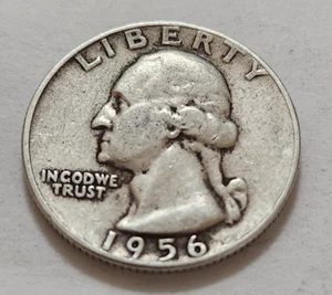 Cuarto de cuarto de dólar Washington 1956 sin circular 90 % plata (W169) - Imagen 1 de 2