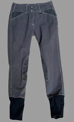 Calças de Equitação Equine Couture Sportif Natasha Cinza Tamanho 24 - Excelente Estado Usado - Imagem 1 de 4